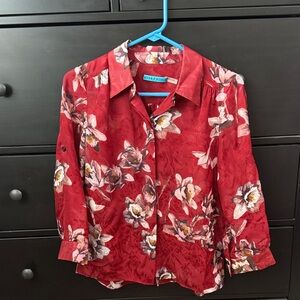 Alice + Olivia Crimson Floral Blouse